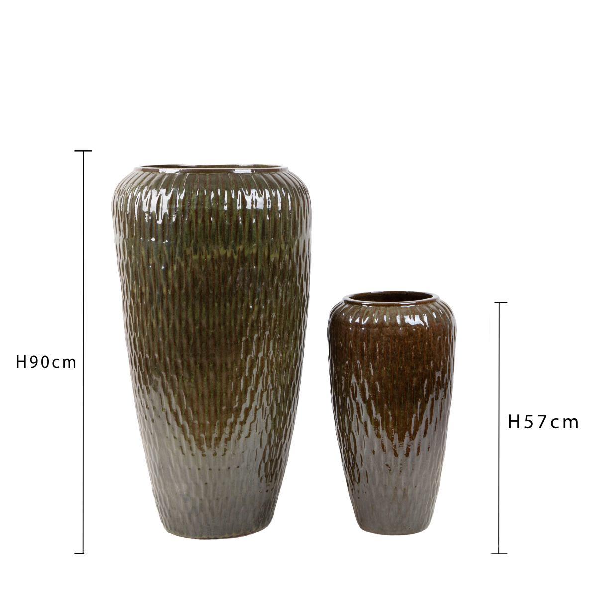 Vaso Ceramica Cono Verde con Bordo cm.48x90 | Bianchi Dino