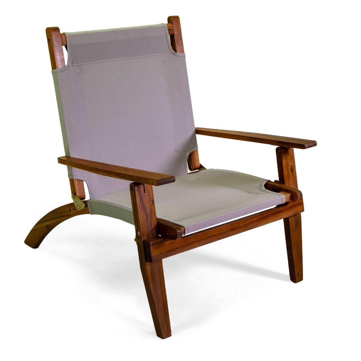 Poltrona Diane Legno Acacia con Tessuto Grigio cm.76x89xh91 | Vacchetti