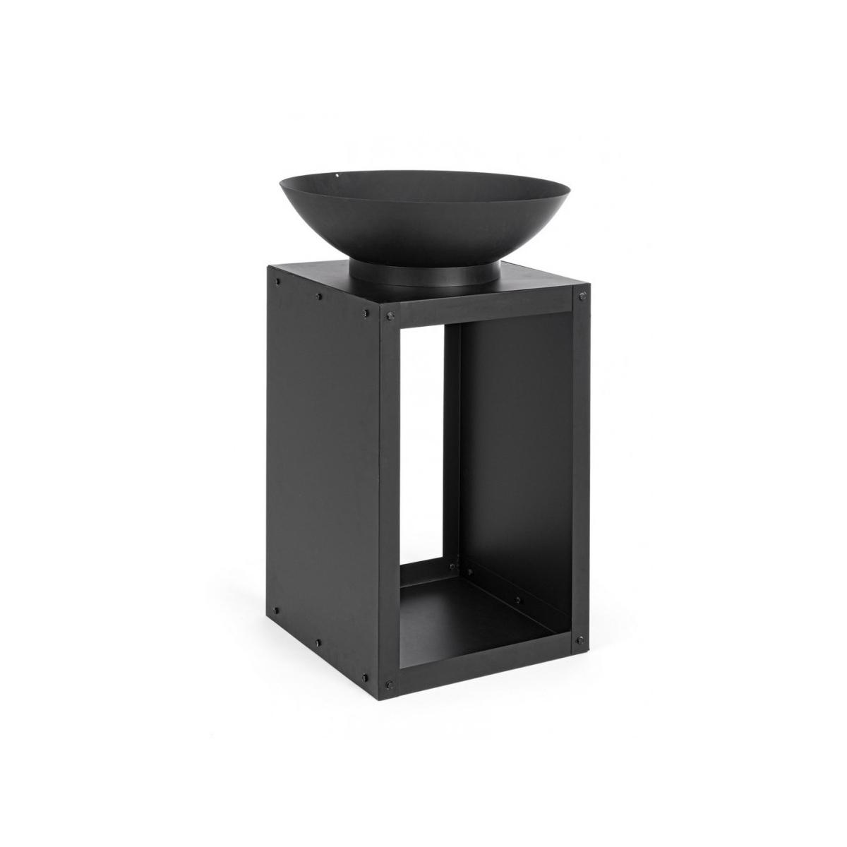 Braciere Metallo con Porta Legna Efesto Nero cm.50x75 | Bizzotto