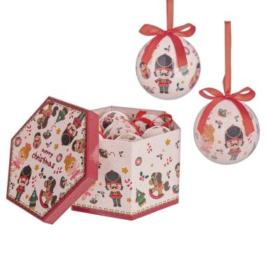 Pallina Natale cm.Ø7,5 Joyful con Schiaccianoci Set pz.14 |Bizzotto