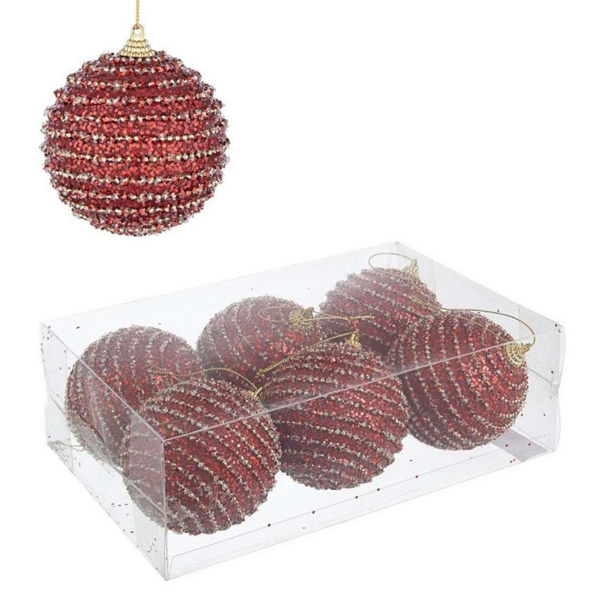 Pallina Natale cm.Ø8 Rossa Set pz.6 |Bizzotto