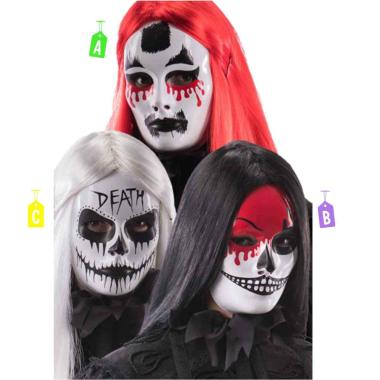 Maschera Viso Pvc Teschio Con Decorazioni 3 Modelli |Carnival Toys