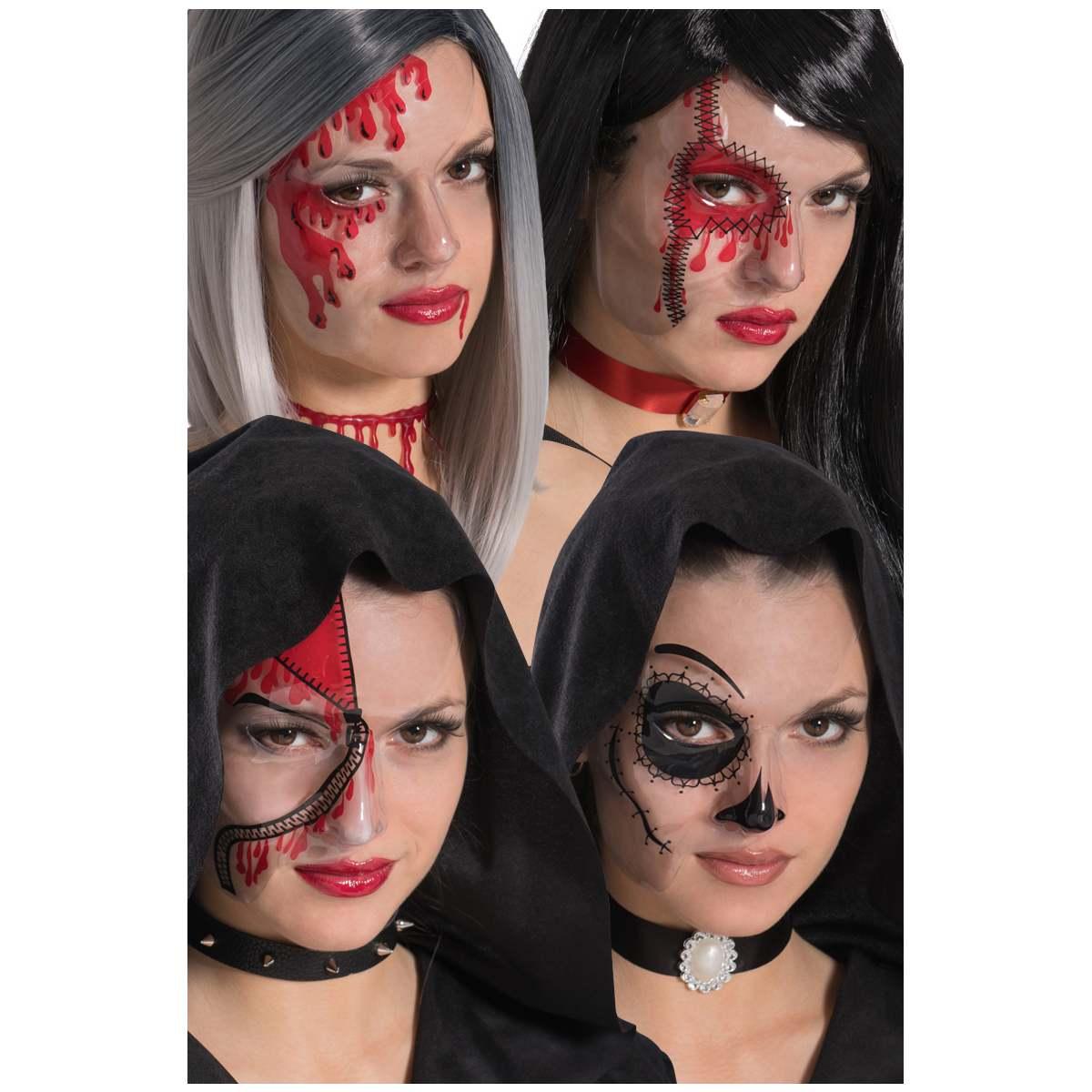 Maschera Viso Pvc Teschio Mezzo Viso Pvc Trasparente 4 Modelli |Carnival Toys