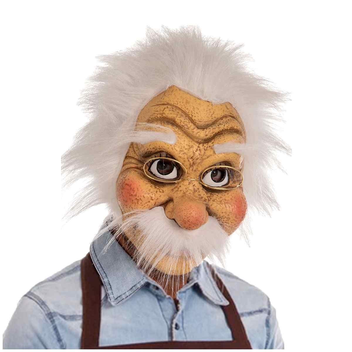 Maschera Viso Lattice Lattce Pinocchio Geppetto Con Occhiali E Capelli |Carnival Toys