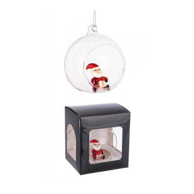 Pallina Natale Vetro cm.8 con Babbo Natale |Bizzotto