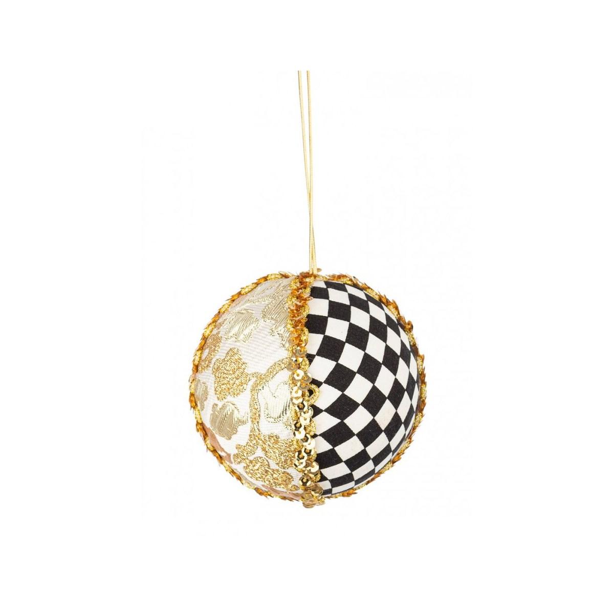 Pallina Natale cm.Ø10 Scacchi Oro e Nera |Bizzotto
