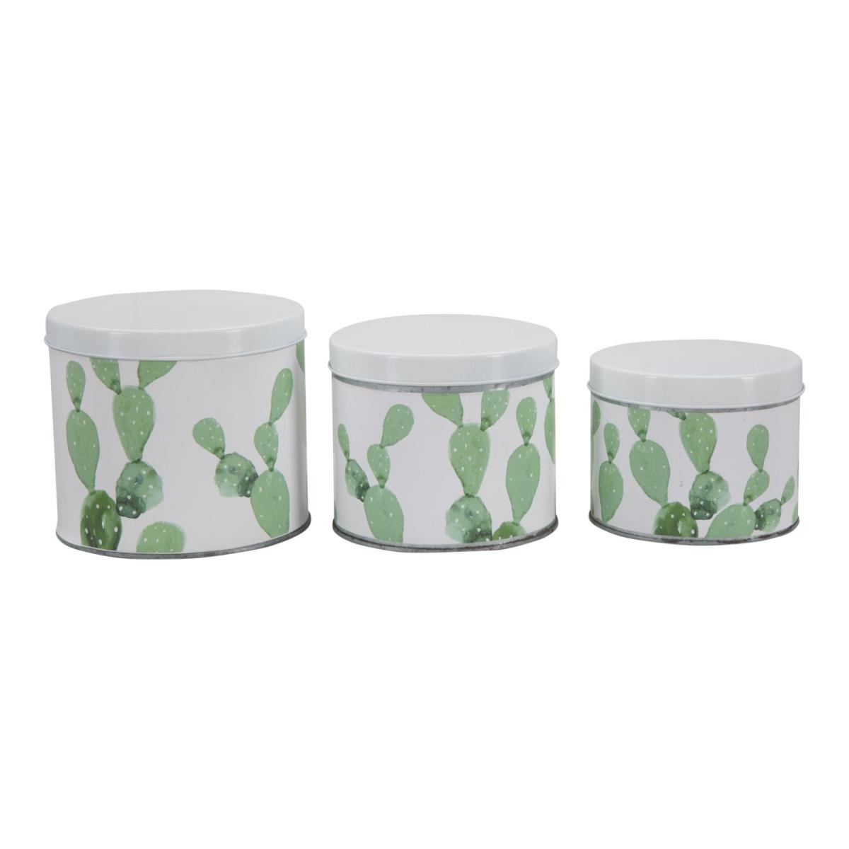 Cofanetti In Latta Cactus Set 3 Pz cm. cm.Ø15x13,5-14x11,5-14x11,5