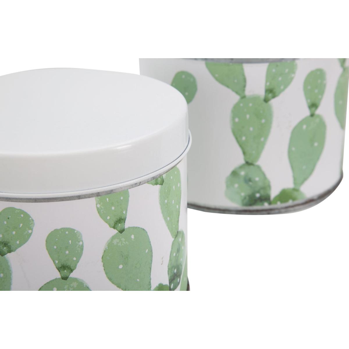 Cofanetti In Latta Cactus Set 3 Pz cm. cm.Ø15x13,5-14x11,5-14x11,5