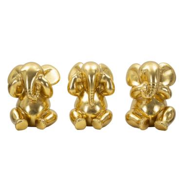 Elefante Non Vedo Non Sento Non Parlo Set 3 Pz cm.Ø15,5x20,5