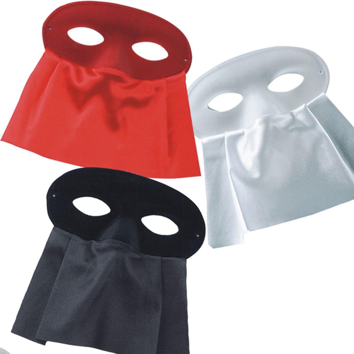 Maschera Viso Domino Tessuto Scamosciato Con Bautta 3 Colori |Carnival Toys