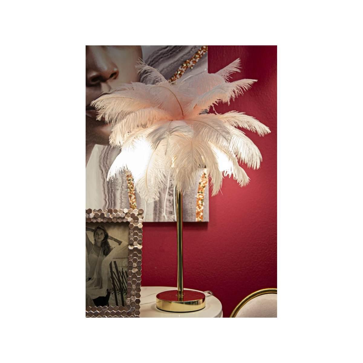 Lampada Tavolo Palm Rosa cm.Ø40x55