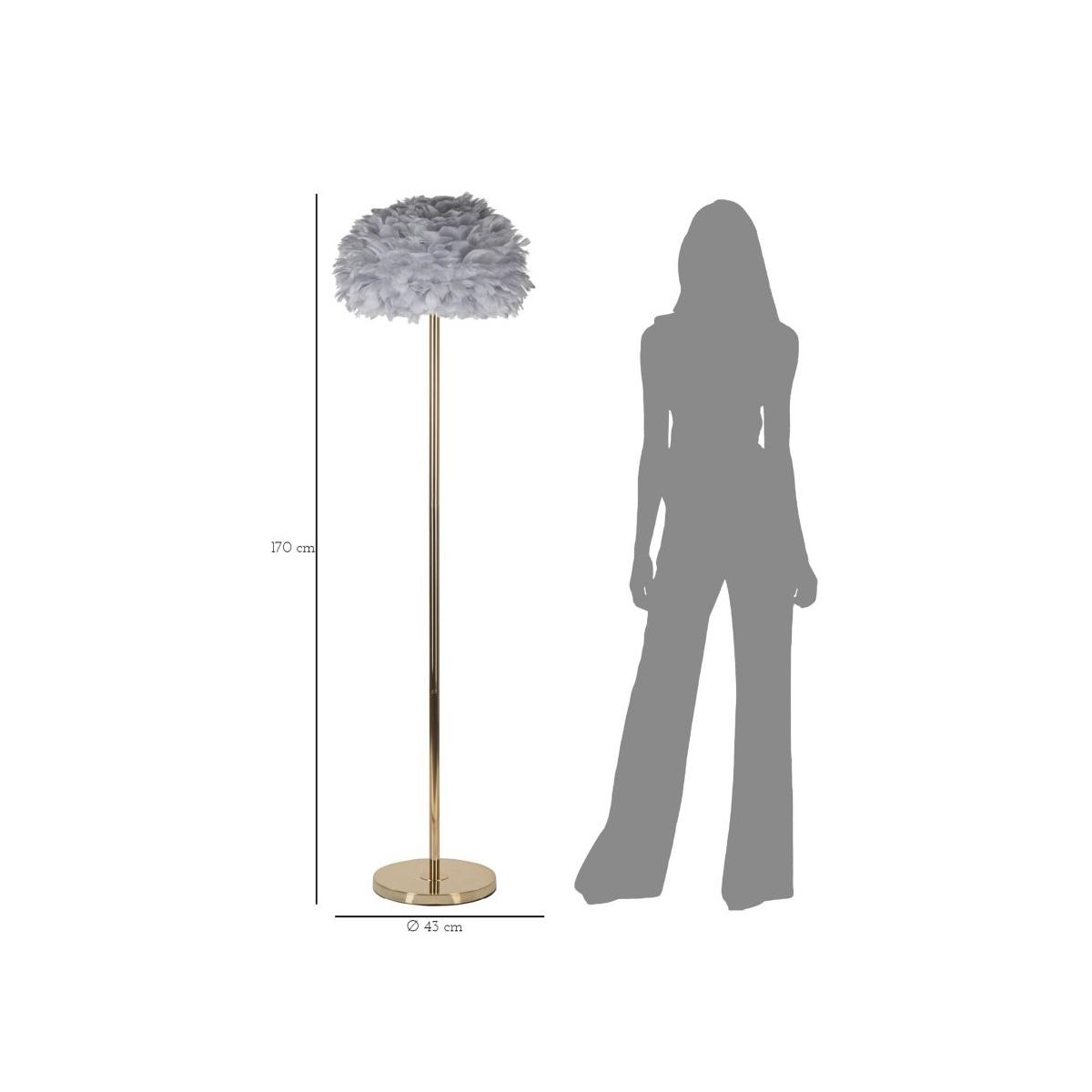 Lampada Da Terra Feathers Slim Grigia cm.Ø43x170