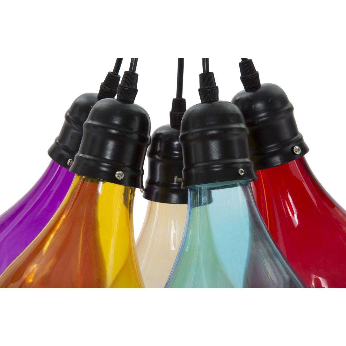 Lampadario Oklahoma 5 Luci cm.Ø40x135 Vetro Ø3,5