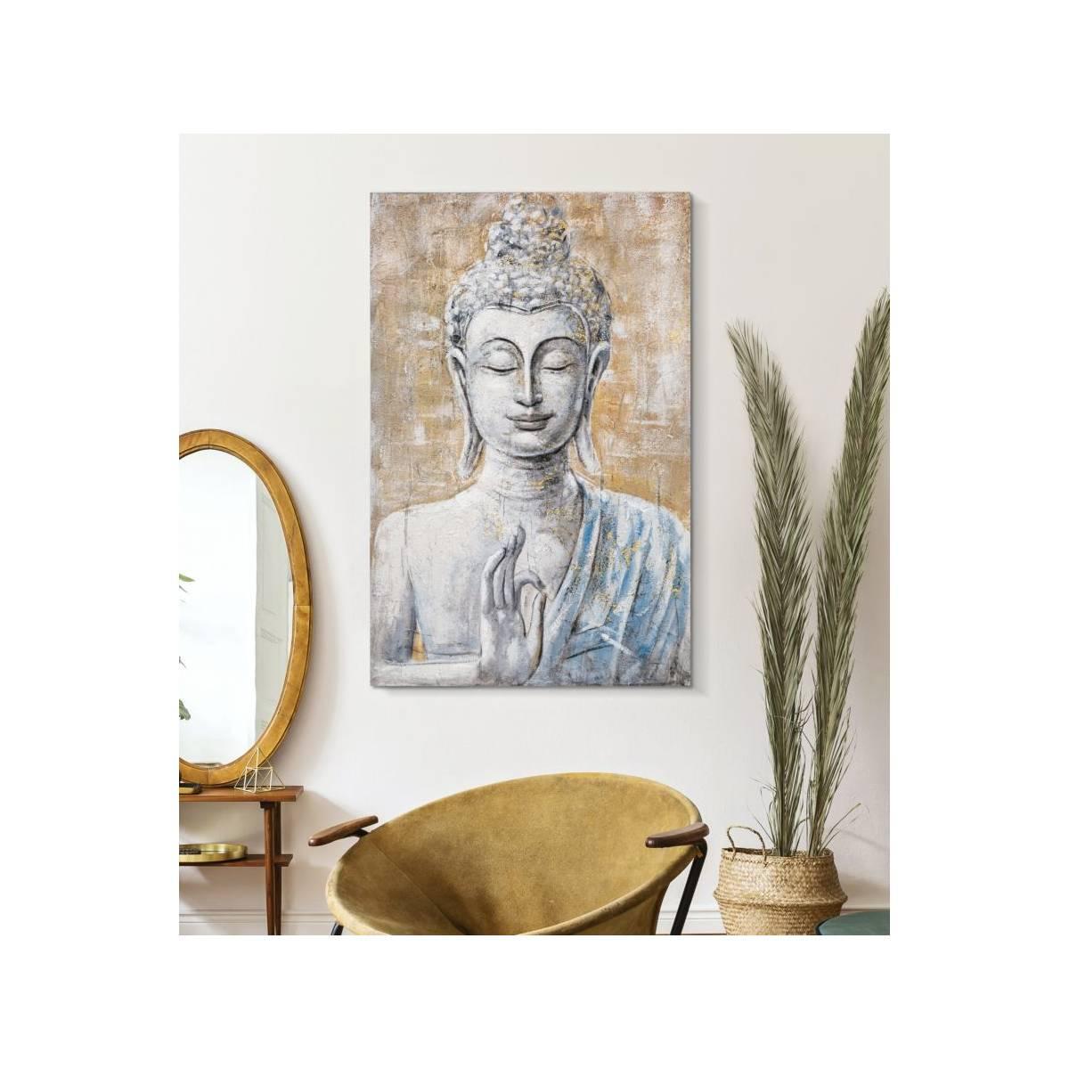 Quadro Dipinto Tela Buddha Light Mod.B cm.80x3x120