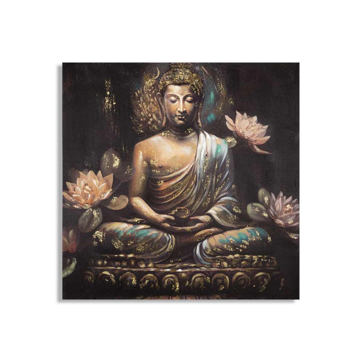 Quadro Dipinto Tela Buddha A cm.100x3x100