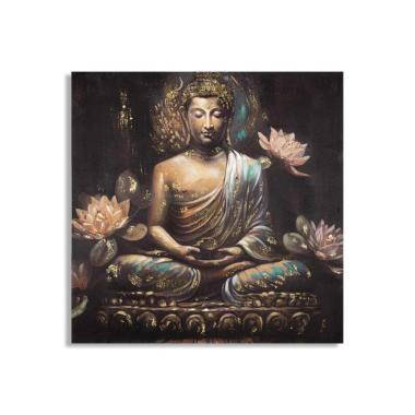 Quadro Dipinto Tela Buddha A cm.100x3x100