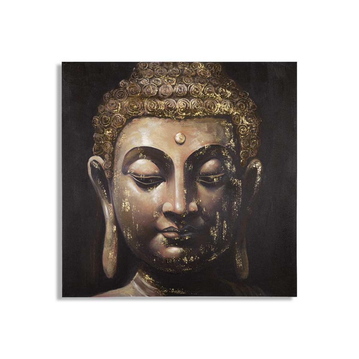 Quadro Dipinto Su Tela Buddha Mod. B cm.100x3x100