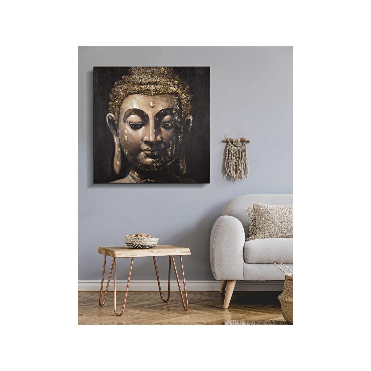 Quadro Dipinto Su Tela Buddha Mod. B cm.100x3x100