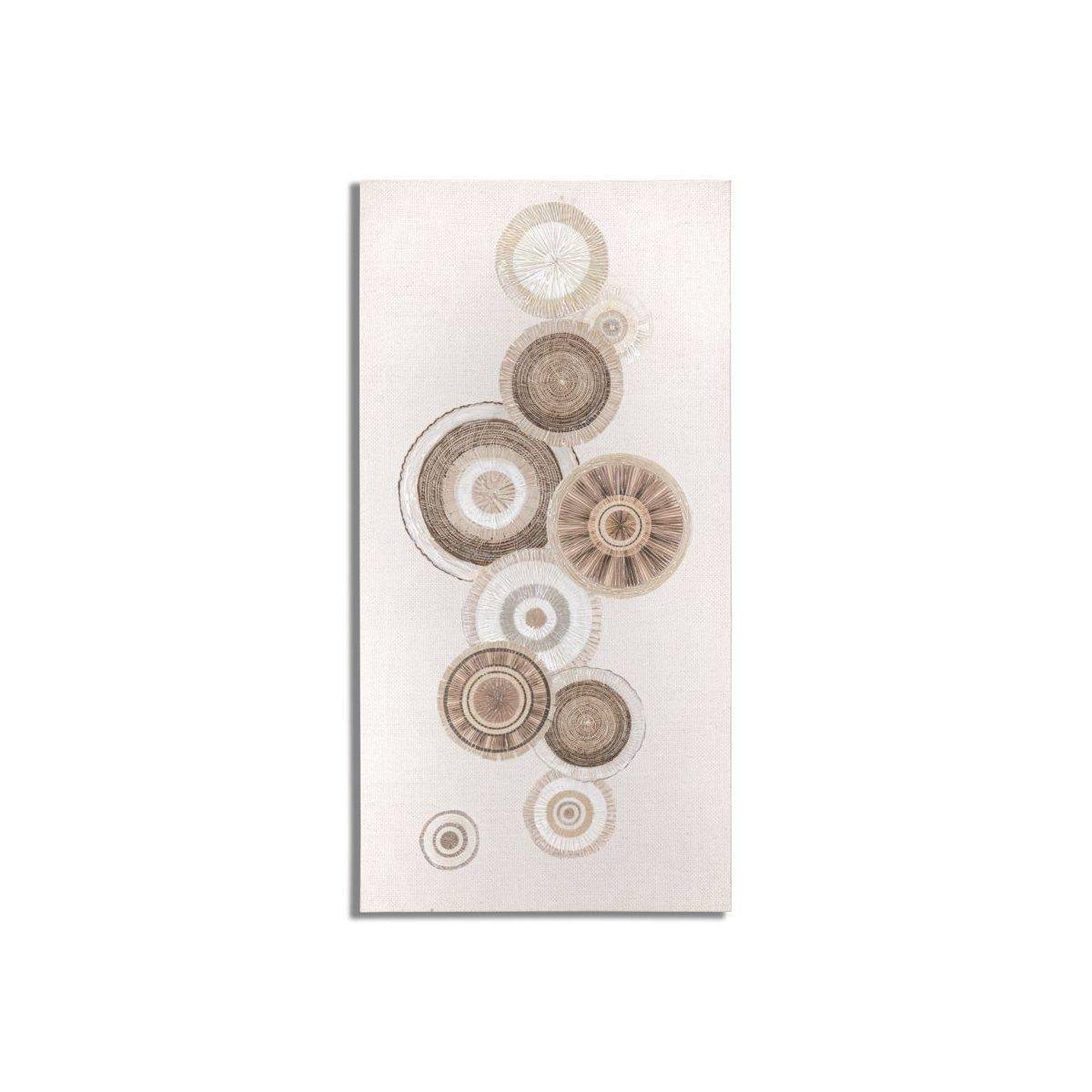 Quadro Dipinto Tela Circly Con Inserti Mod.B cm.50x3,2x100