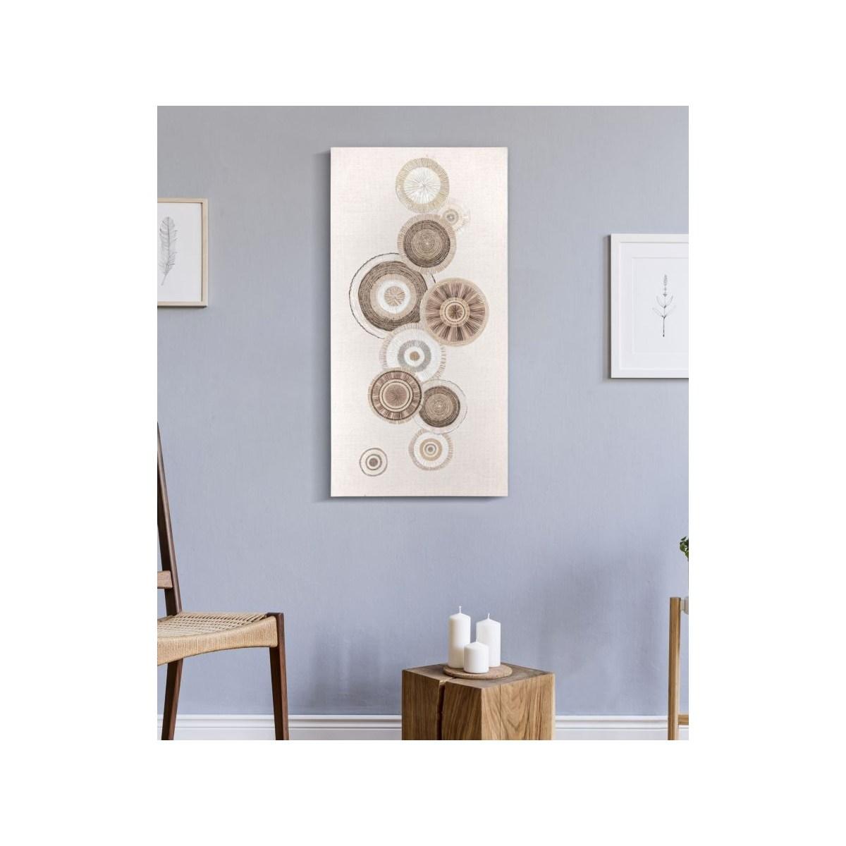 Quadro Dipinto Tela Circly Con Inserti Mod.B cm.50x3,2x100