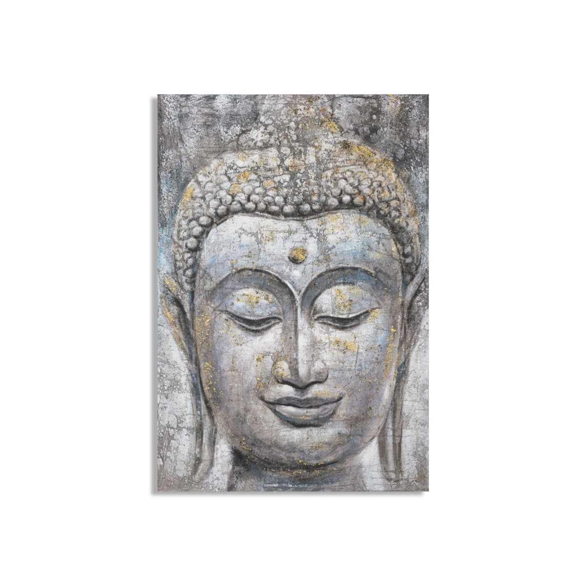 Quadro Dipinto Su Tela Face Buddha Light Mod. A cm.80x3x120