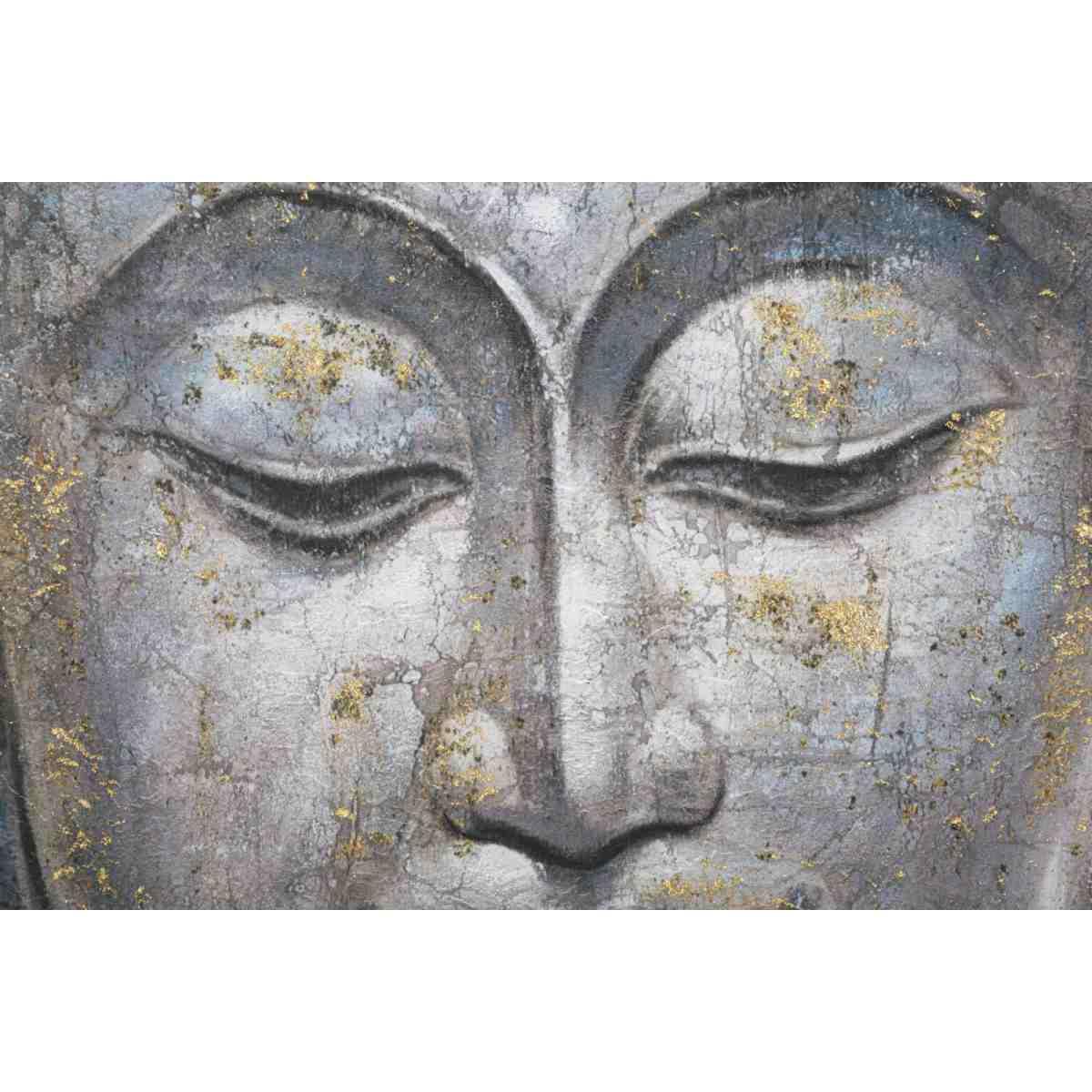 Quadro Dipinto Su Tela Face Buddha Light Mod. A cm.80x3x120