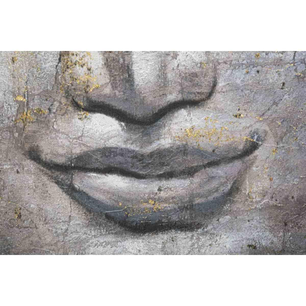 Quadro Dipinto Su Tela Face Buddha Light Mod. A cm.80x3x120