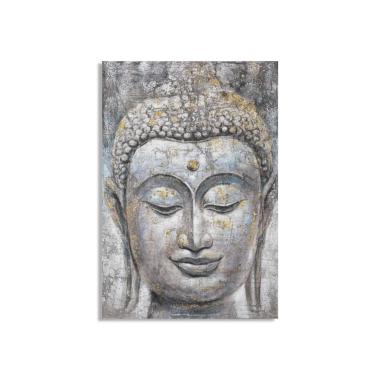 Quadro Dipinto Su Tela Face Buddha Light Mod. A cm.80x3x120