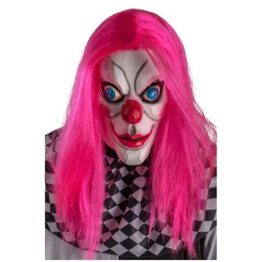 Maschera Viso Lattice Horror Clown Con Capelli Fuxia |Carnival Toys