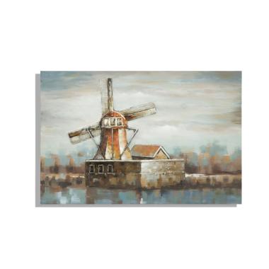 Quadro Dipinto Tela Mulino Vento cm.120x3,7x80