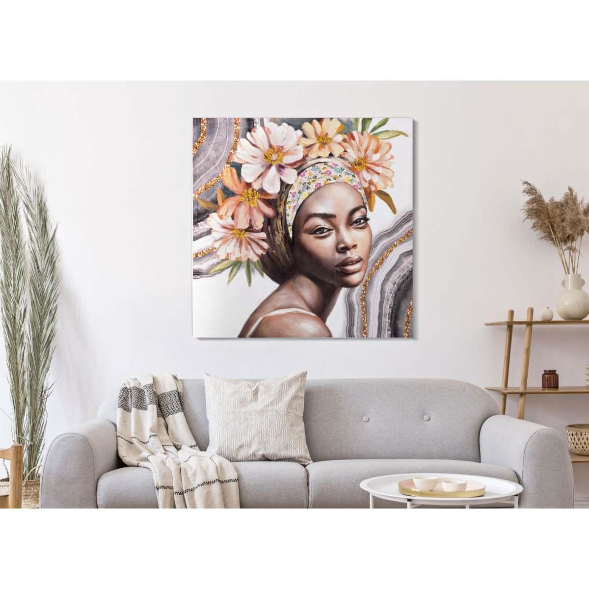 Quadro Dipinto Tela Naomi Mod.A cm.100x3x100