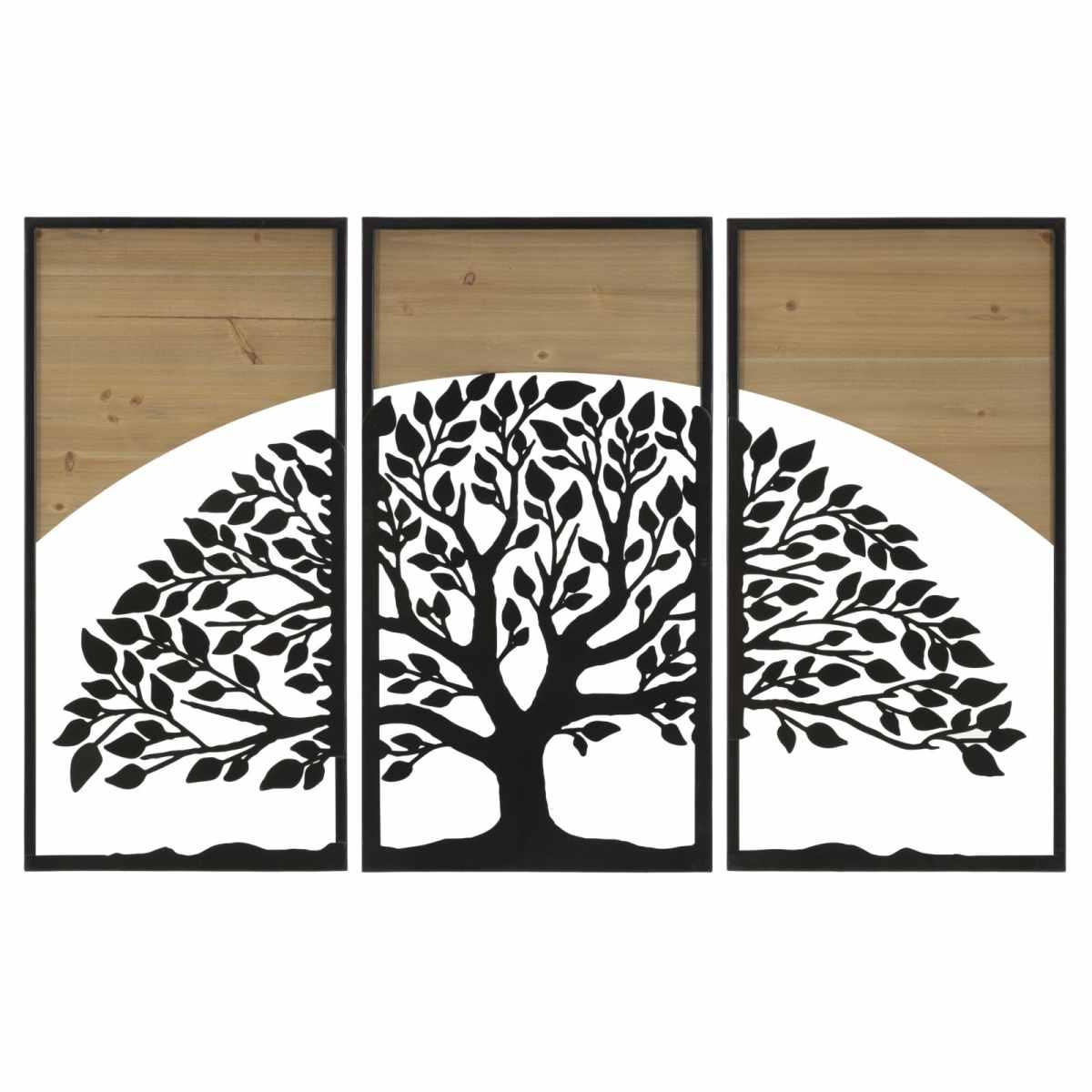 Quadro pannello da muro arc ferro wood Set 3 pz