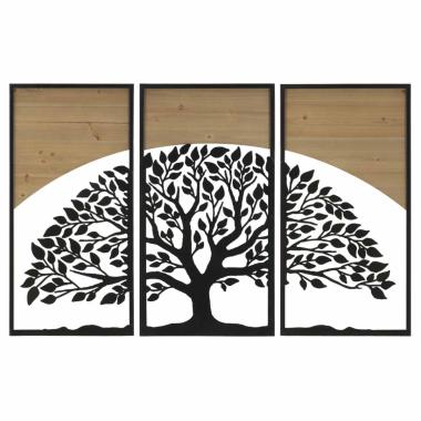 Quadro pannello da muro arc ferro wood Set 3 pz
