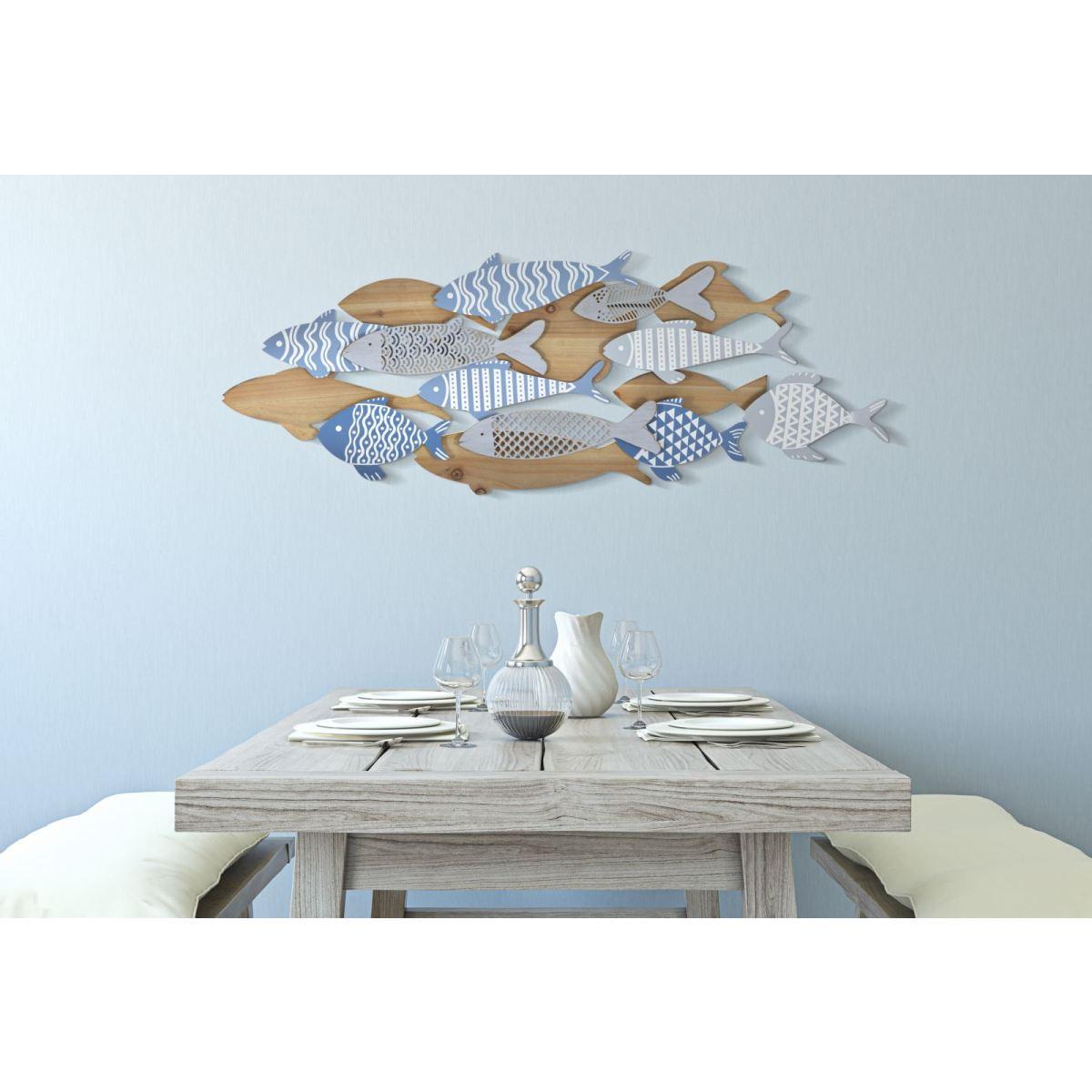 Quadro Pannello Da Muro Fish Sea cm.91x3x33,5
