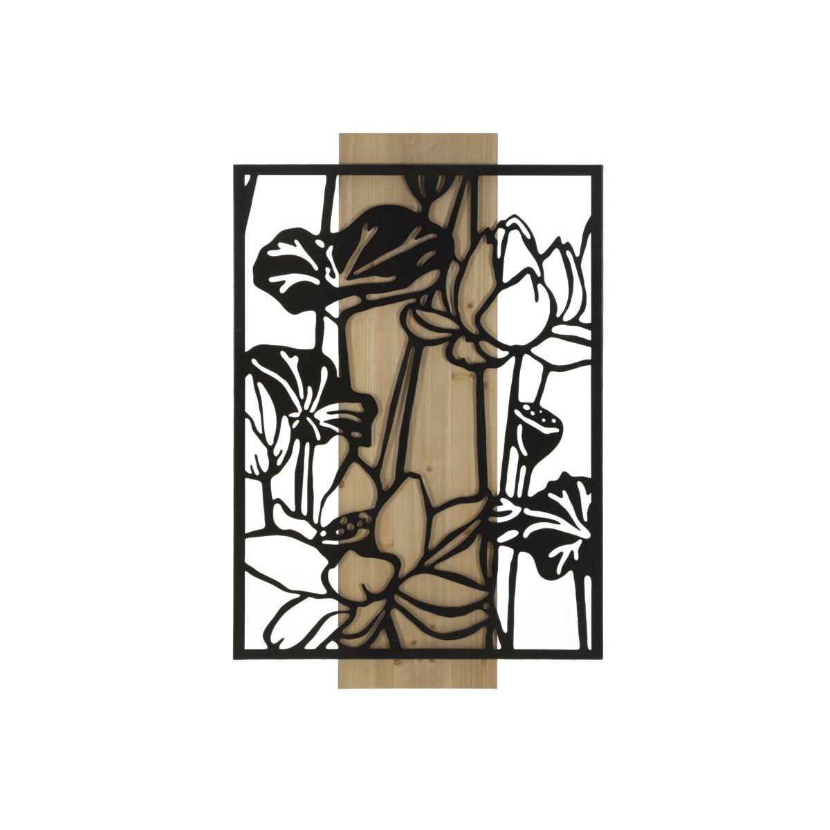 Quadro Pannello Da Muro Lotus Ferro E Wood cm.60x2x90