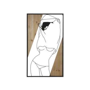 Quadro Pannello Da Muro Strip Mod.B Ferro E Wood cm.50x2x90