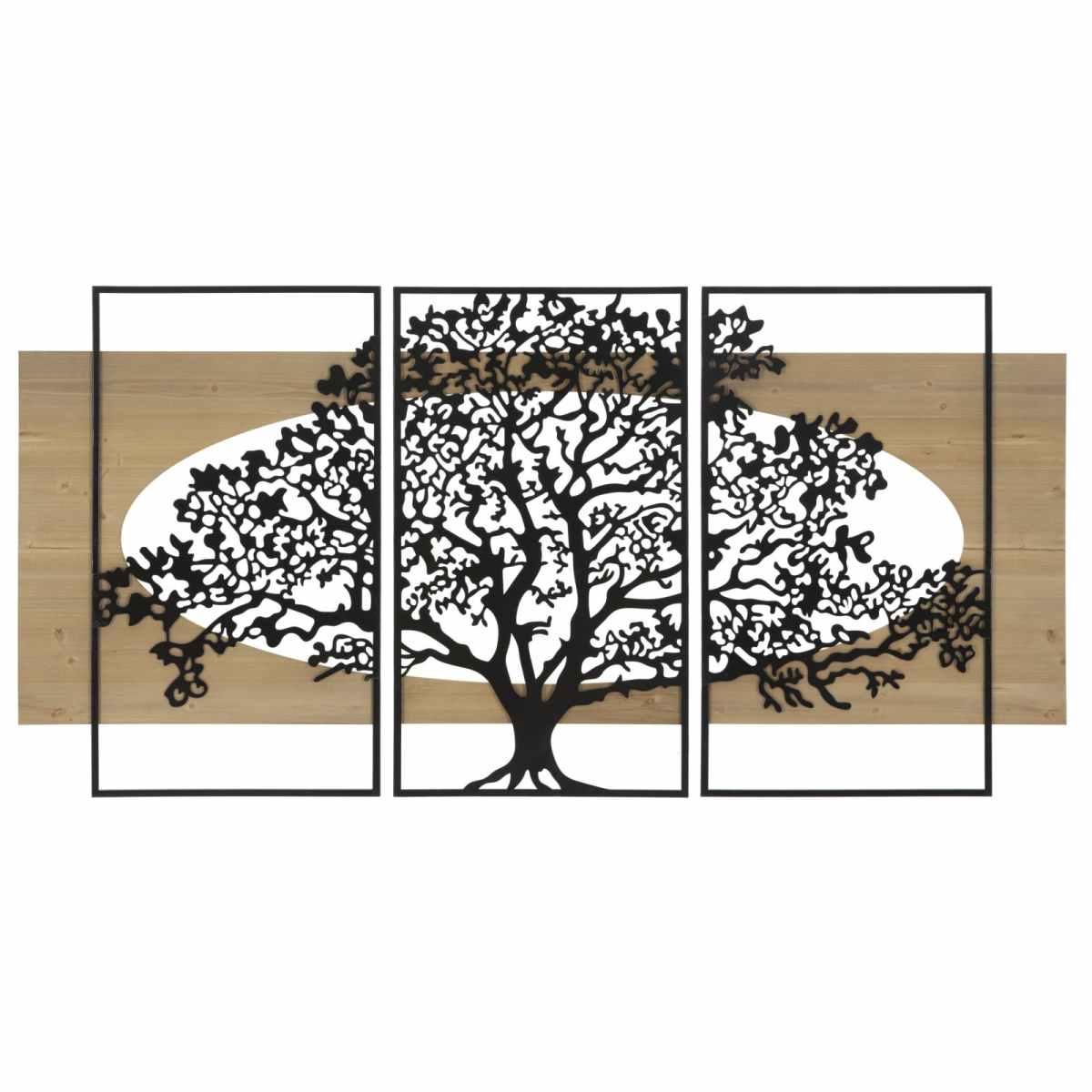 Quadro Pannello Tree Ferro E Wood Set 3Pz cm.176x2x90