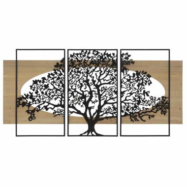 Quadro Pannello Tree Ferro E Wood Set 3Pz cm.176x2x90