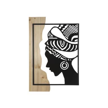 Quadro Pannello Da Muro Tribal Ferro E Wood cm.53x2x80