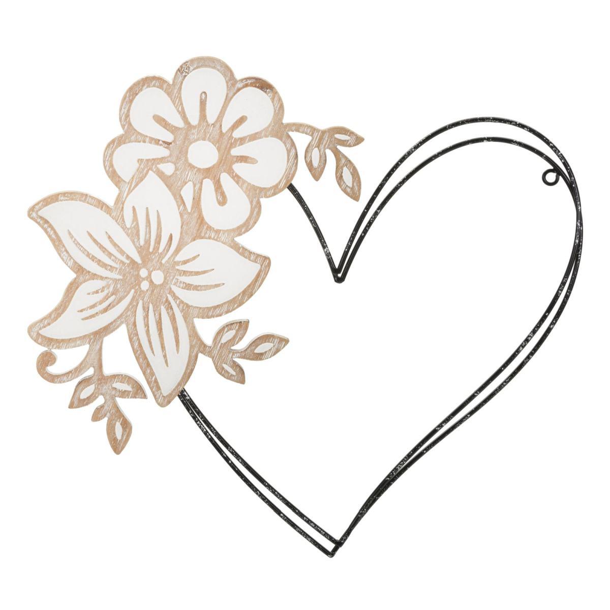 Quadro Pannello In Ferro E Legno Heart cm.50x2x45