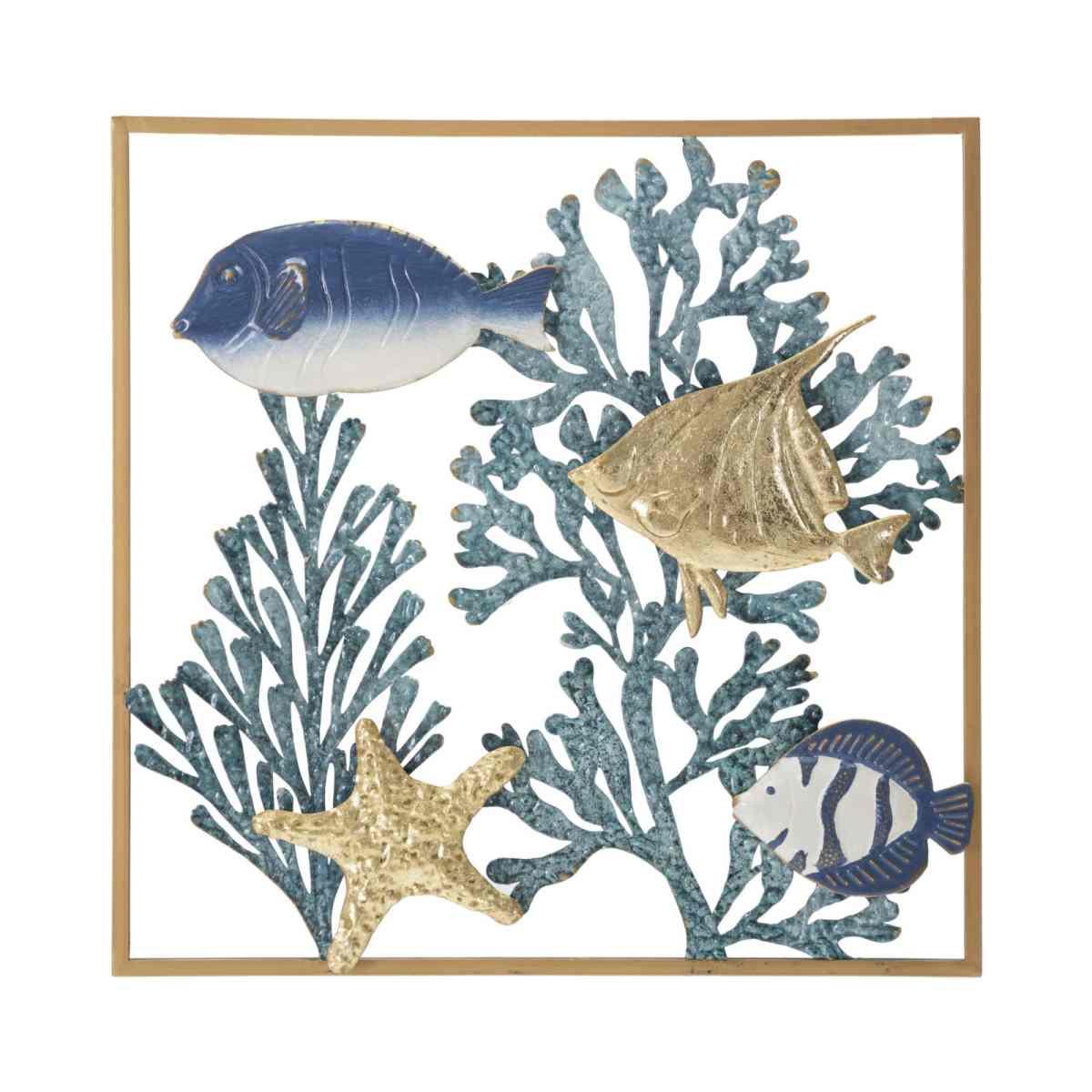 Quadro Pannello In Ferro Fish cm.50,2x3,8x50,2