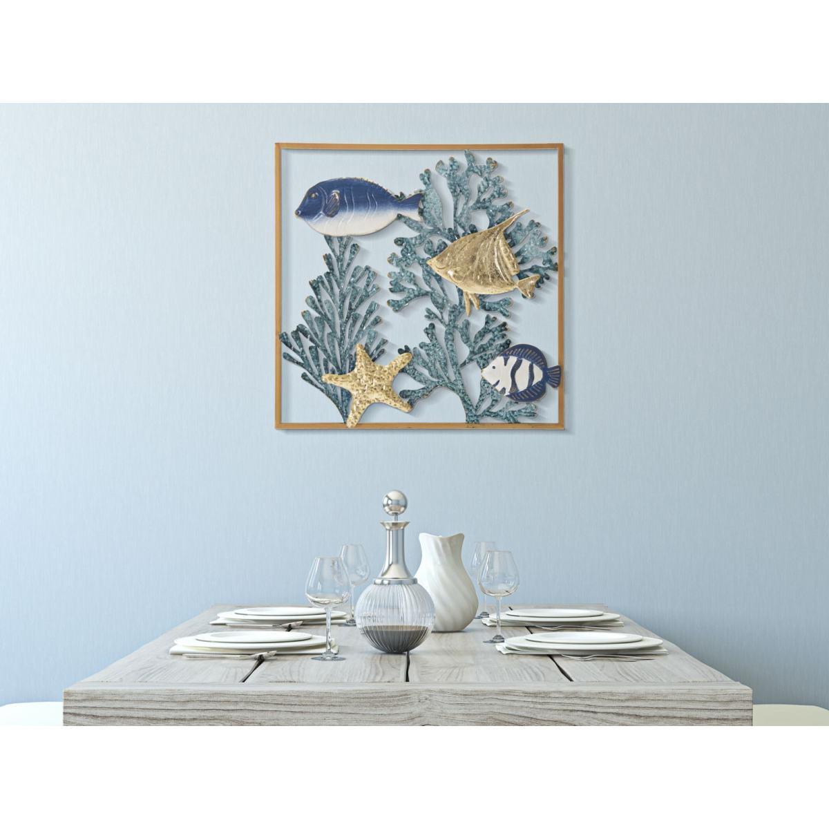 Quadro Pannello In Ferro Fish cm.50,2x3,8x50,2