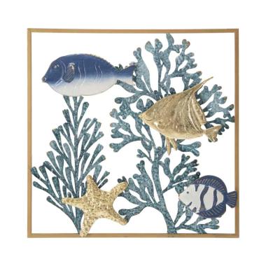 Quadro Pannello In Ferro Fish cm.50,2x3,8x50,2