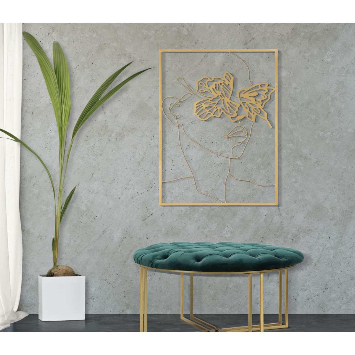 Quadro Pannello In Ferro Gold Face cm.60x1x80