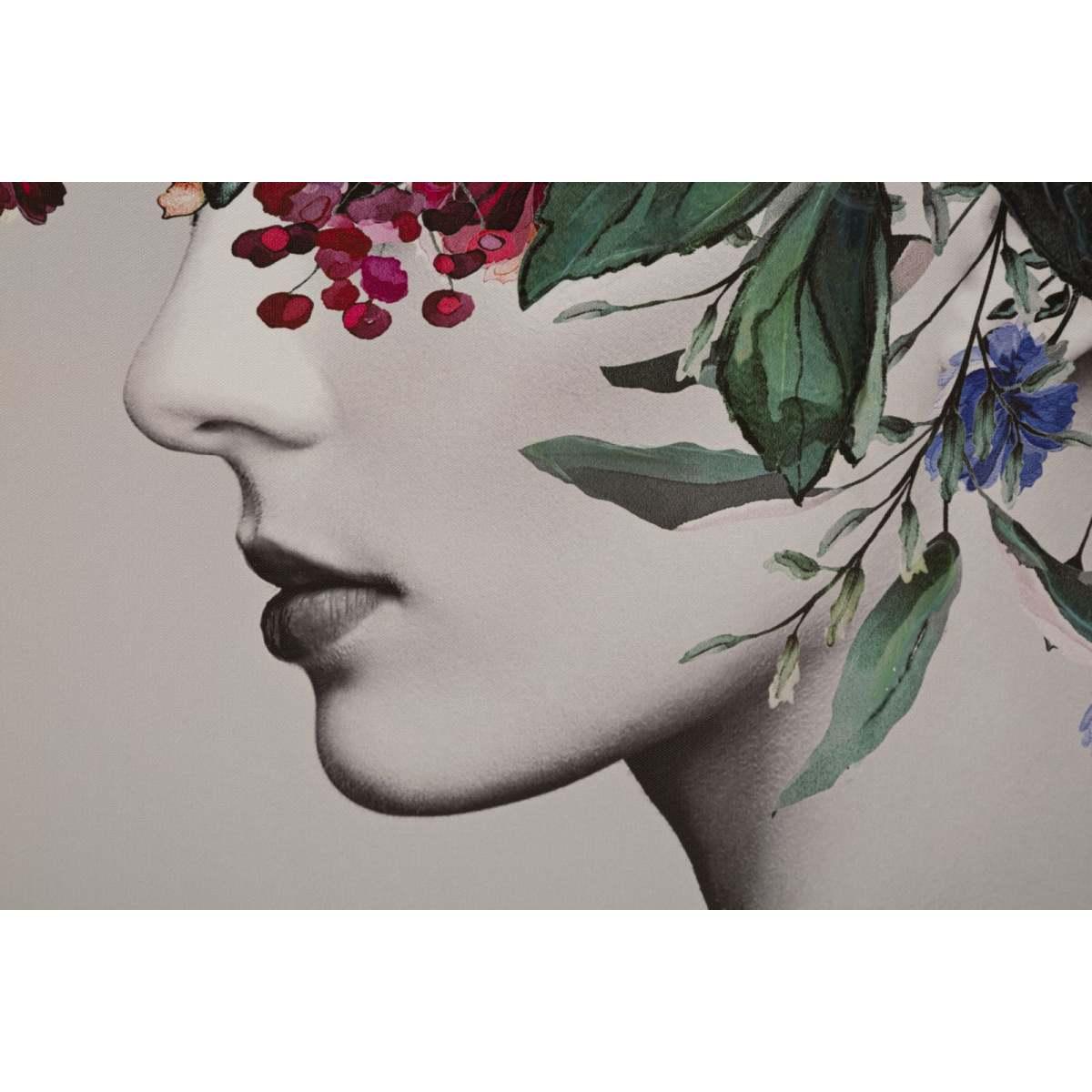 Quadro Stampa Dipinta Lady Flower Mod.A cm.80x2,8x120