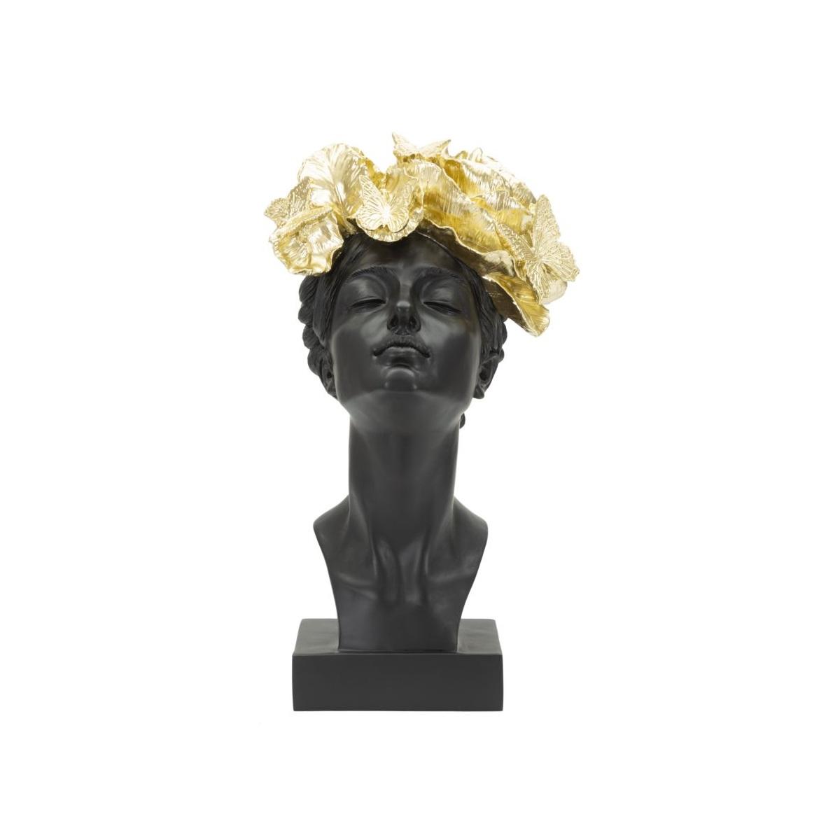 Scultura Donna Con Farfalle In Testa cm.21x20x36,5