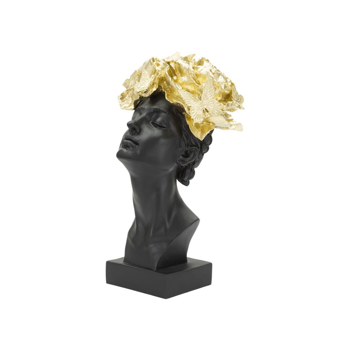 Scultura Donna Con Farfalle In Testa cm.21x20x36,5