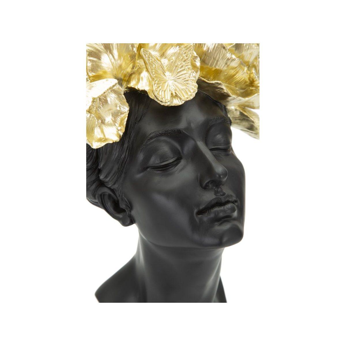 Scultura Donna Con Farfalle In Testa cm.21x20x36,5