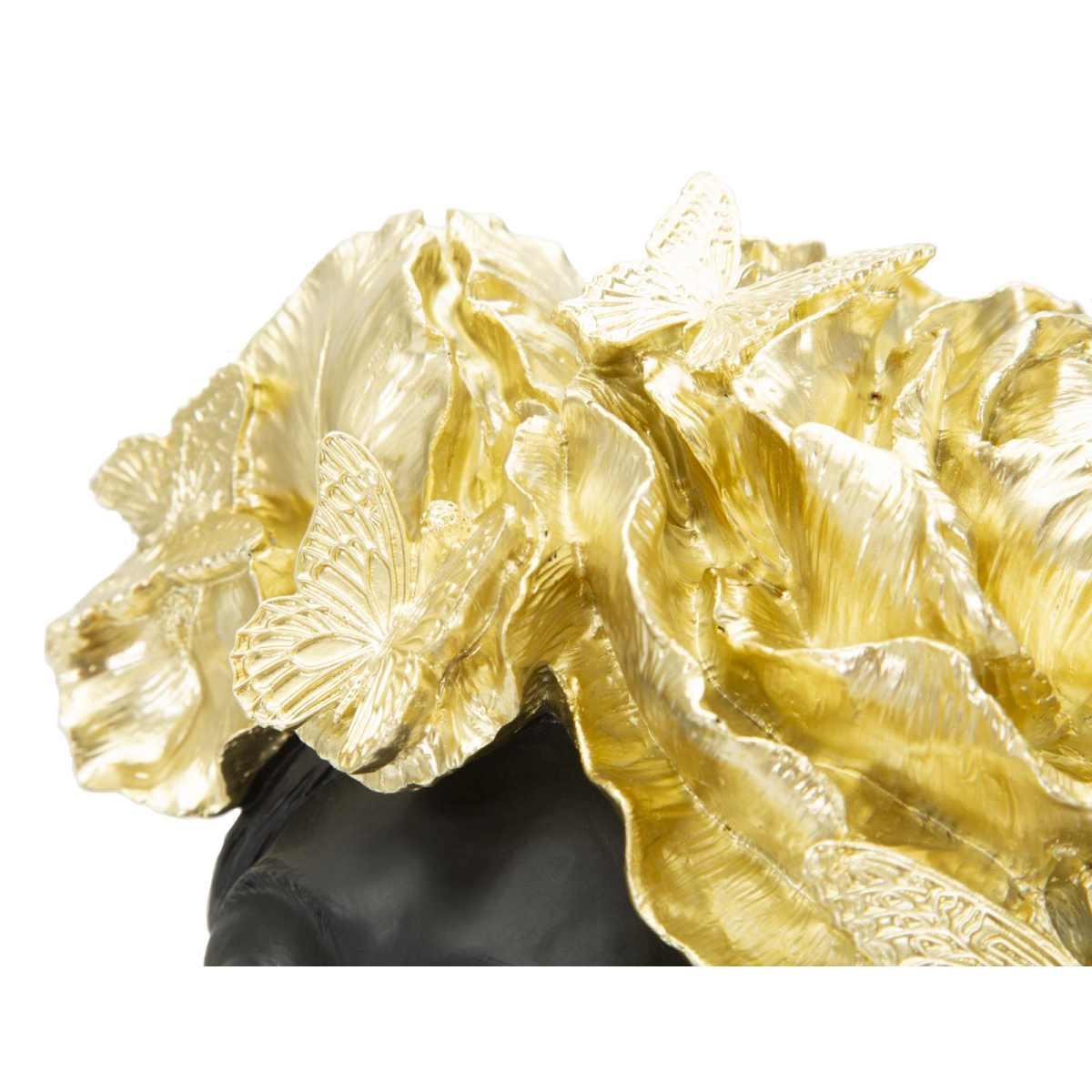 Scultura Donna Con Farfalle In Testa cm.21x20x36,5