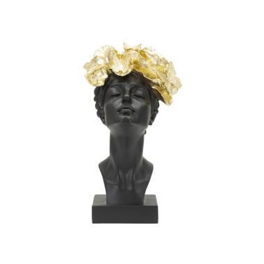 Scultura Donna Con Farfalle In Testa cm.21x20x36,5